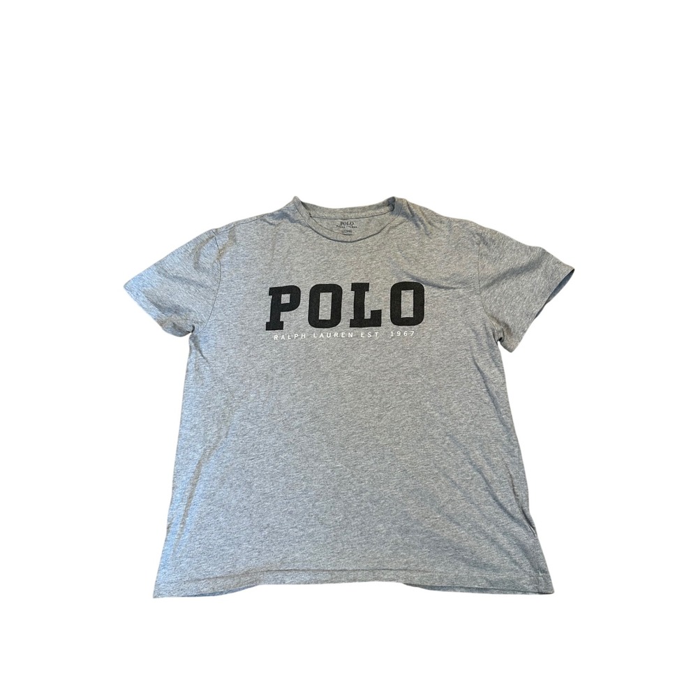 Polo Ralph‎ Lauren Mens Gray Logo Graphic T-Shirt Size Medium 1967 Short Sleeve